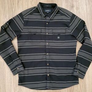 Roark Black and Gray Striped Casual Shirt